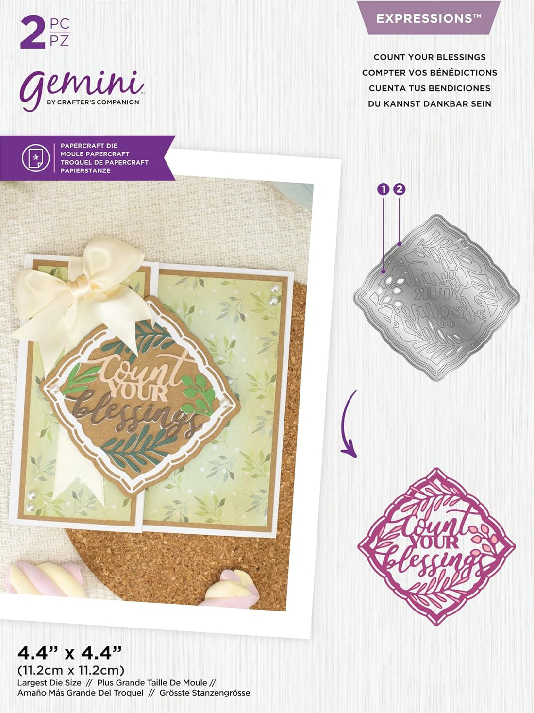 Gemini Expressions COUNT YOUR BLESSINGS Metal Cutting Die 2pc