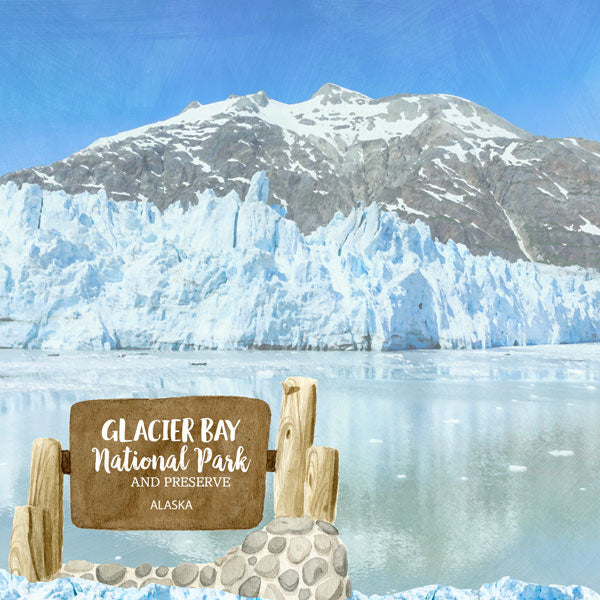 GLACIER BAY National Park Watercolor 12"X12" Scrapbook Paper Scrapbooksrus
