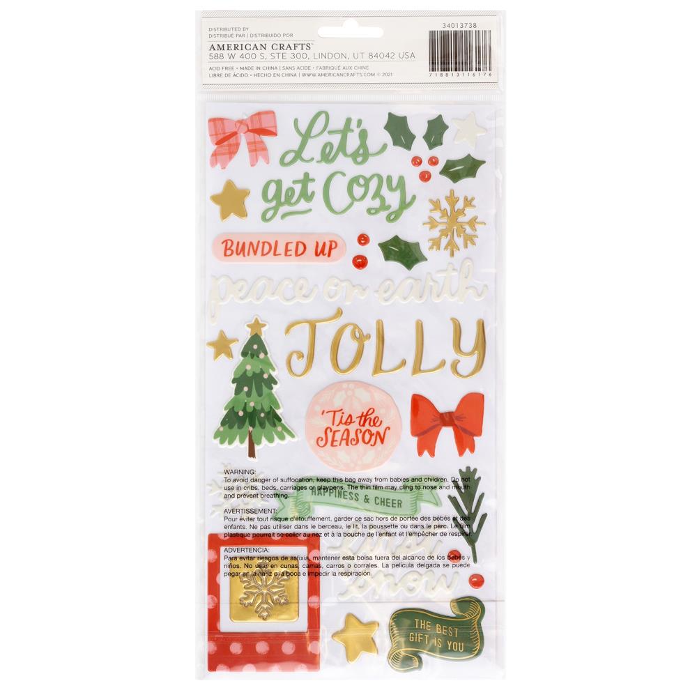 Thickers ALL IS BRIGHT Puffy Phrase And Accent Stickers 98pc