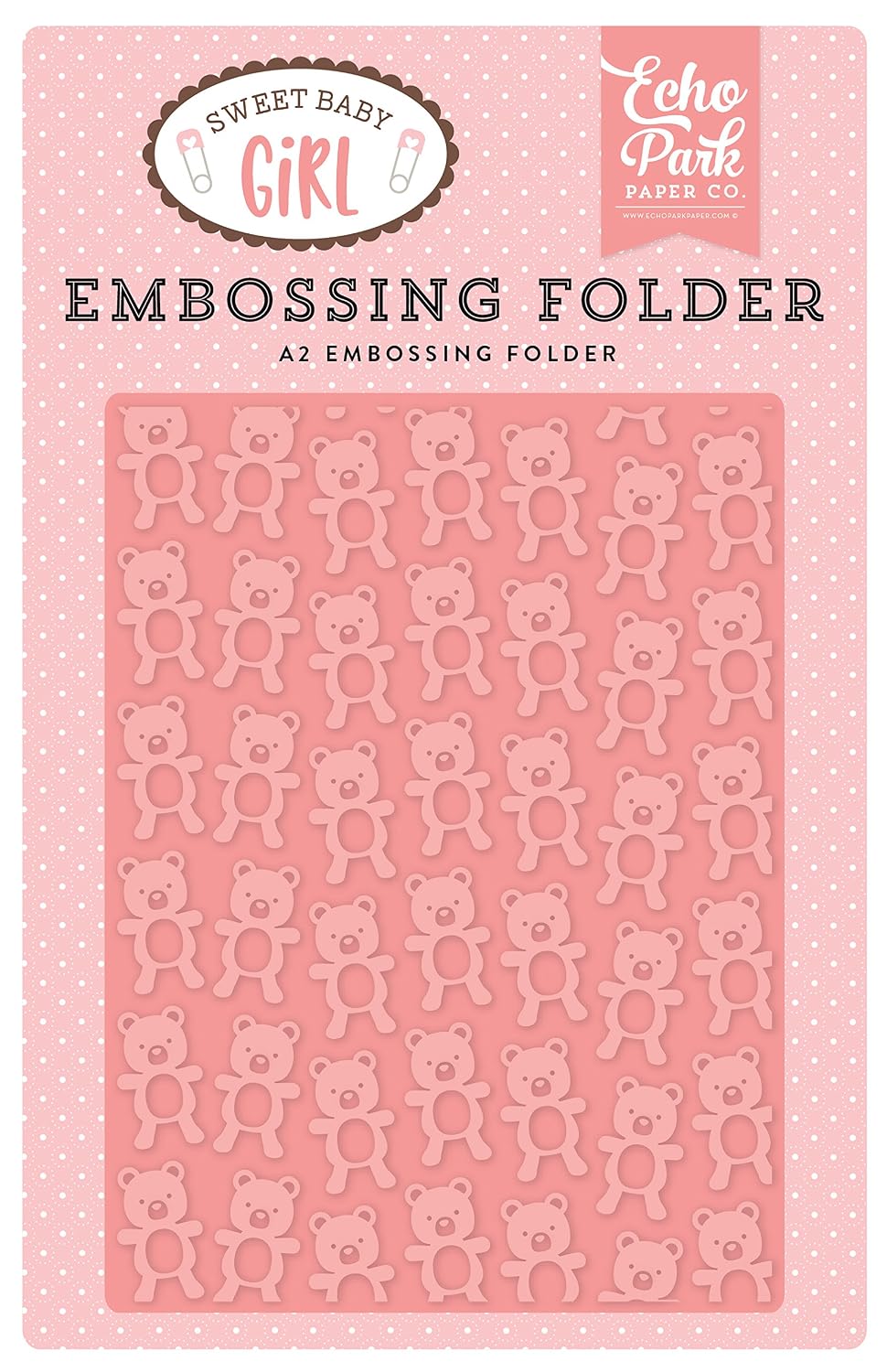 Echo Park SWEET BABY GIRL TEDDY BEAR A2 Embossing Folder