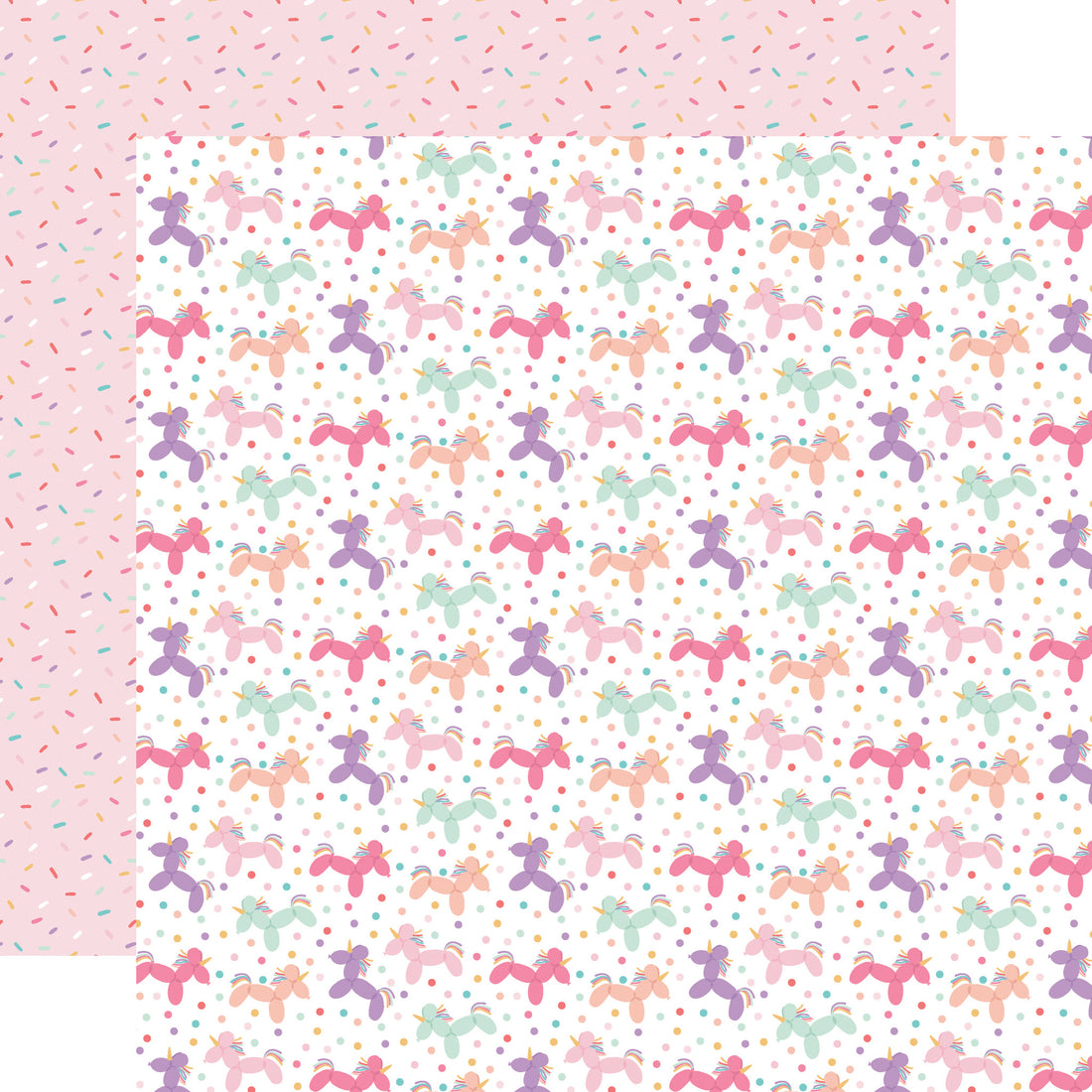 Echo Park It’s Your Birthday Girl UNICORN BALLOONS 12"X12" Scrapbook Paper