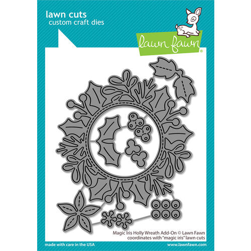 Lawn Fawn Cuts MAGIC IRIS HOLLY WREATH Custom Craft Dies 8pc