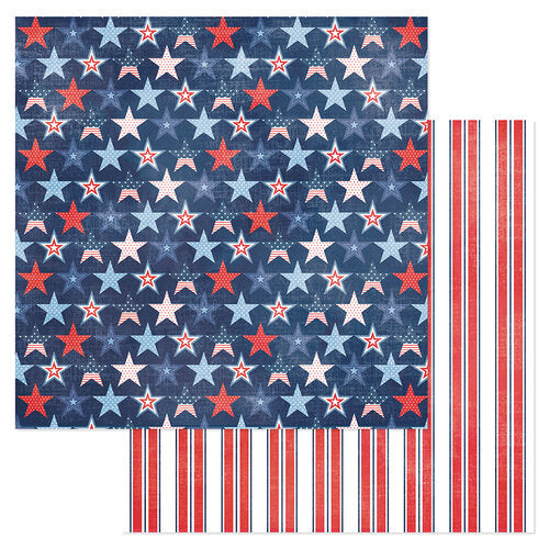 American Crafts Flags &amp; Frills STAR-SPANGLED GLORY 12&quot;X12&quot; Scrapbook Paper