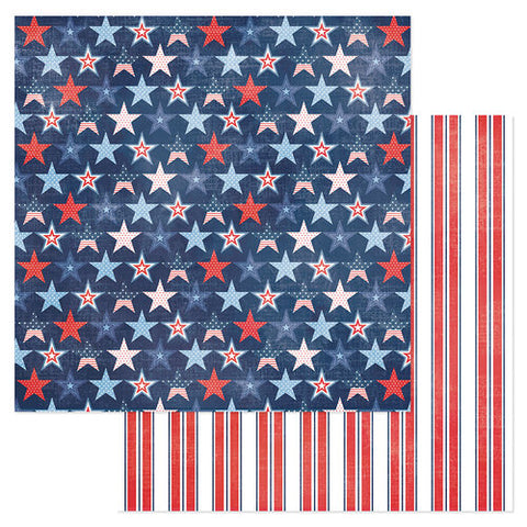 American Crafts Flags & Frills STAR-SPANGLED GLORY 12"X12" Scrapbook Paper