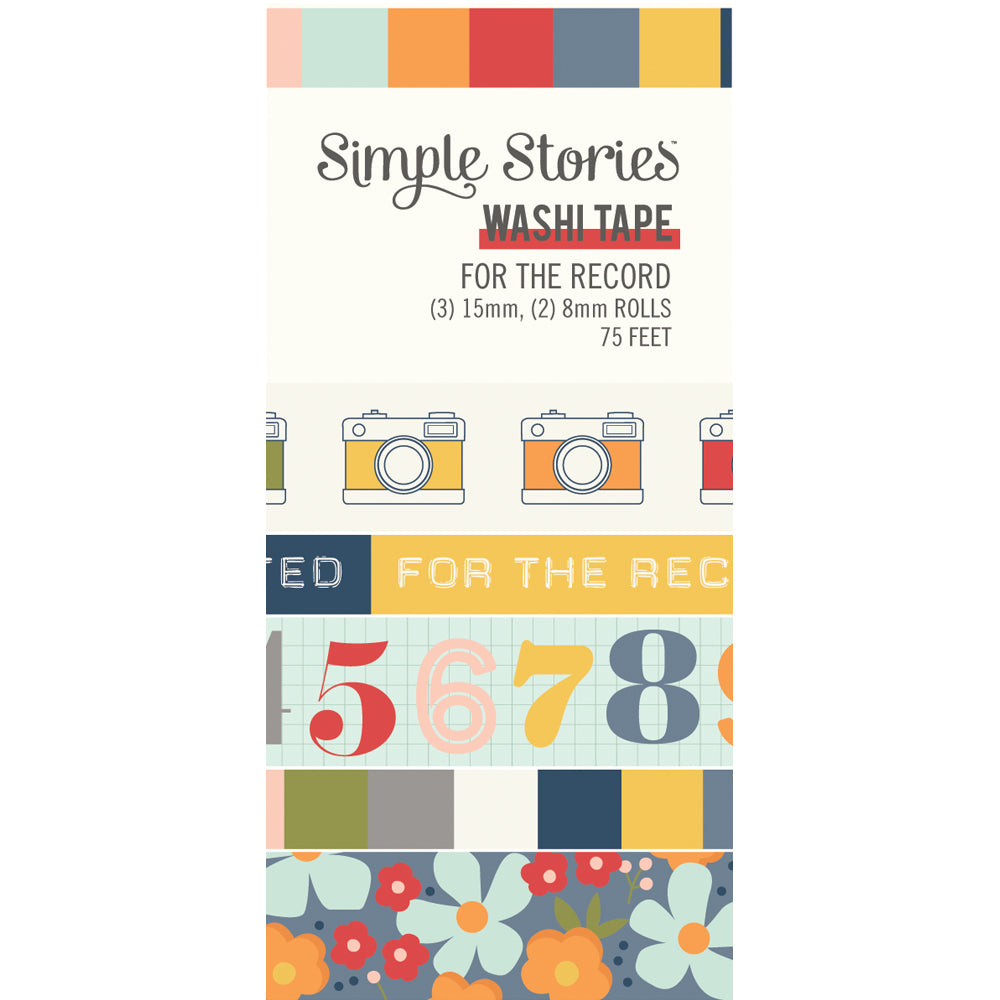Simple Stories FOR THE RECORD Washi Tape 5 Rolls