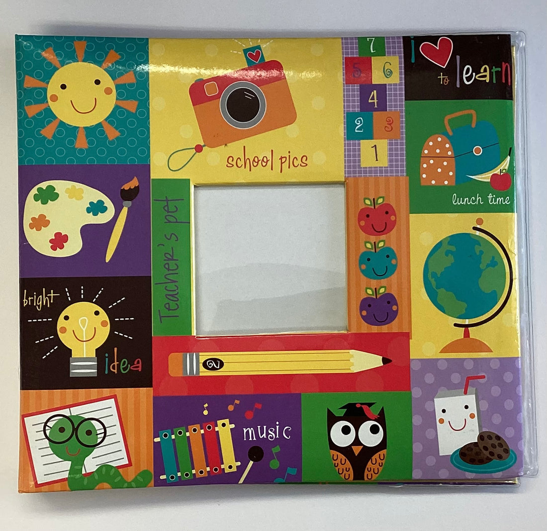 Postbound Album Tapestry Gibson BACK TO SCHOOL Frame 8&quot;X8&quot; Scrapbook