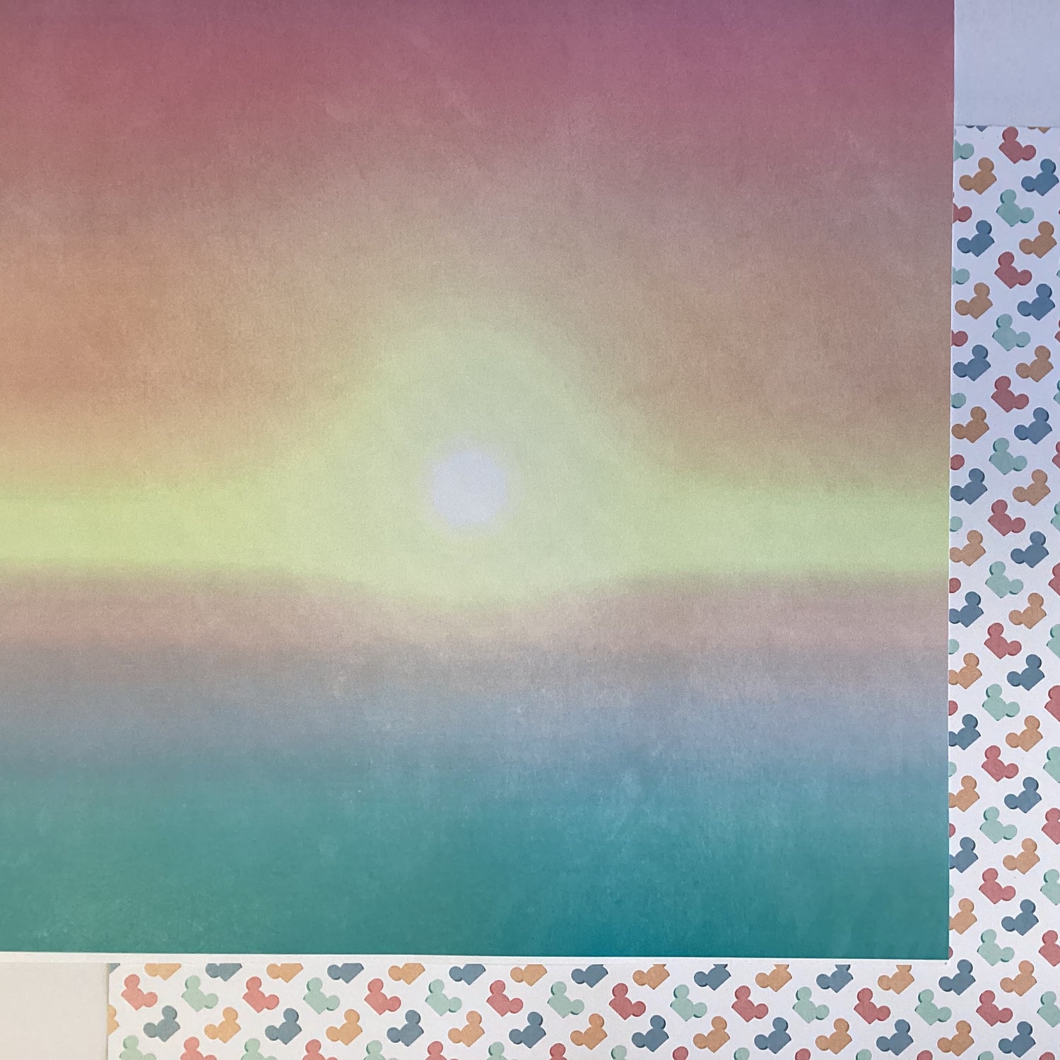 Scrapbook Customs CALIFORNIA SUNSET Mickey Head 12"X12" Scrapbook Paper