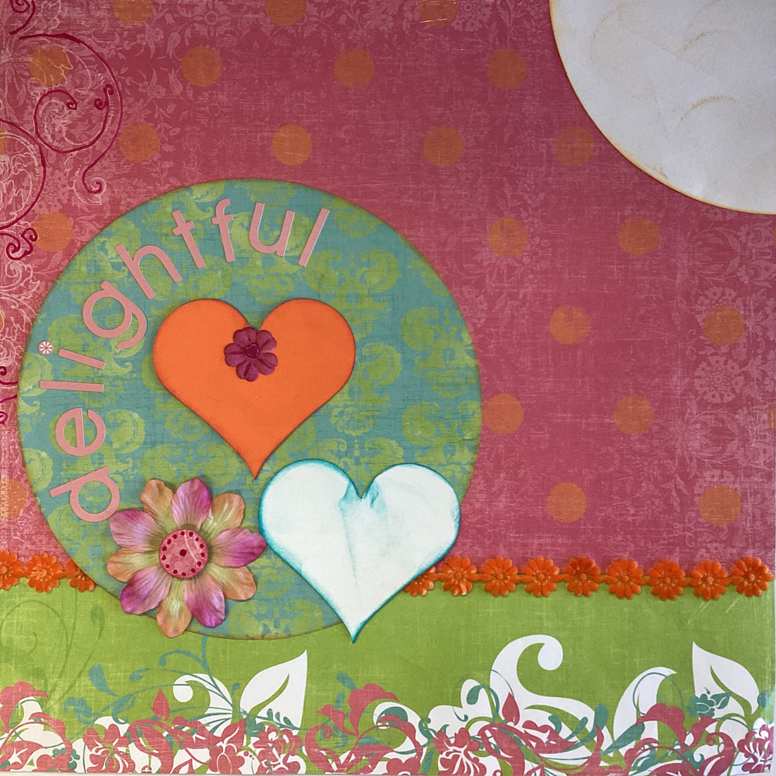 Premade DELIGHTFUL 12"x12" Scrapbook Page