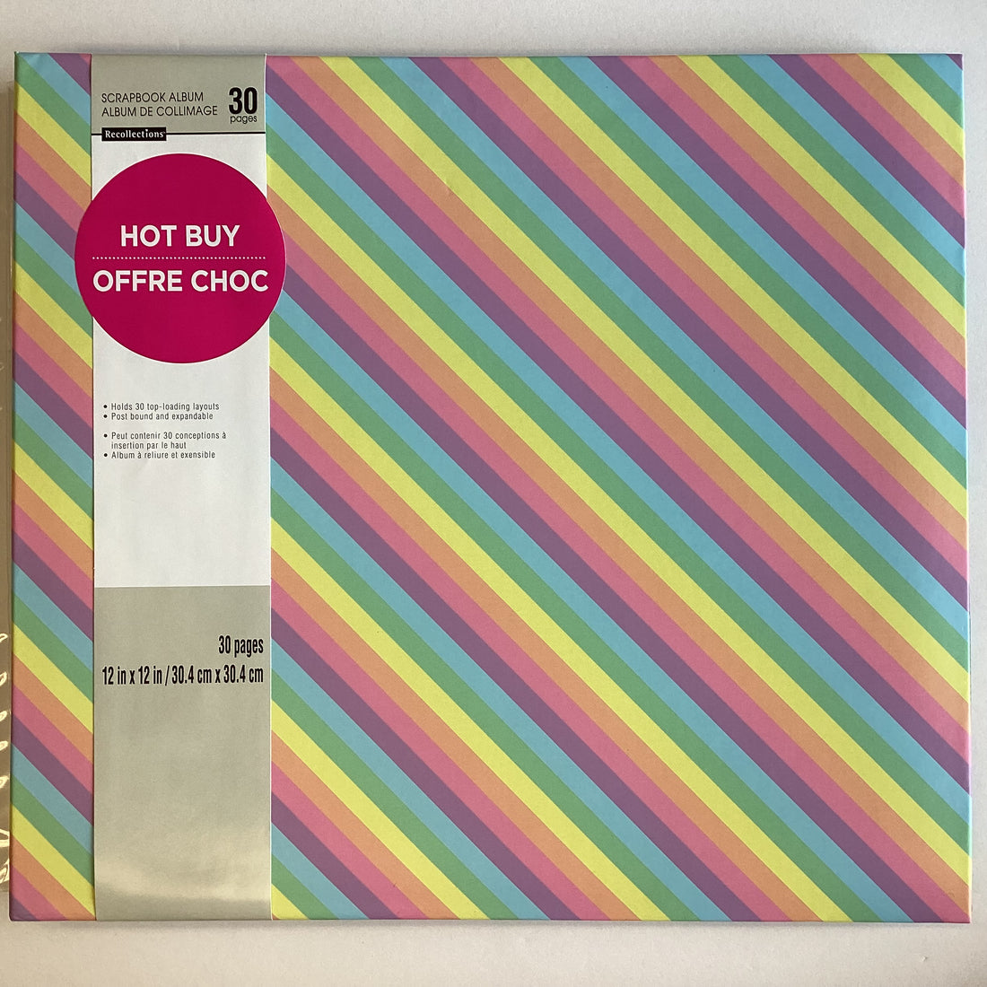 Recollections PASTEL RAINBOW STRIPE 12"X12" Scrapbook Album