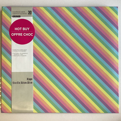 Recollections PASTEL RAINBOW STRIPE 12&quot;X12&quot; Scrapbook Album