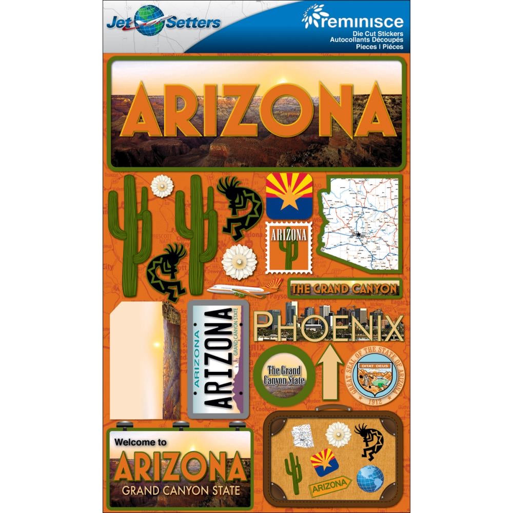 Reminisce Jet Setters ARIZONA DieCut Stickers 20pc