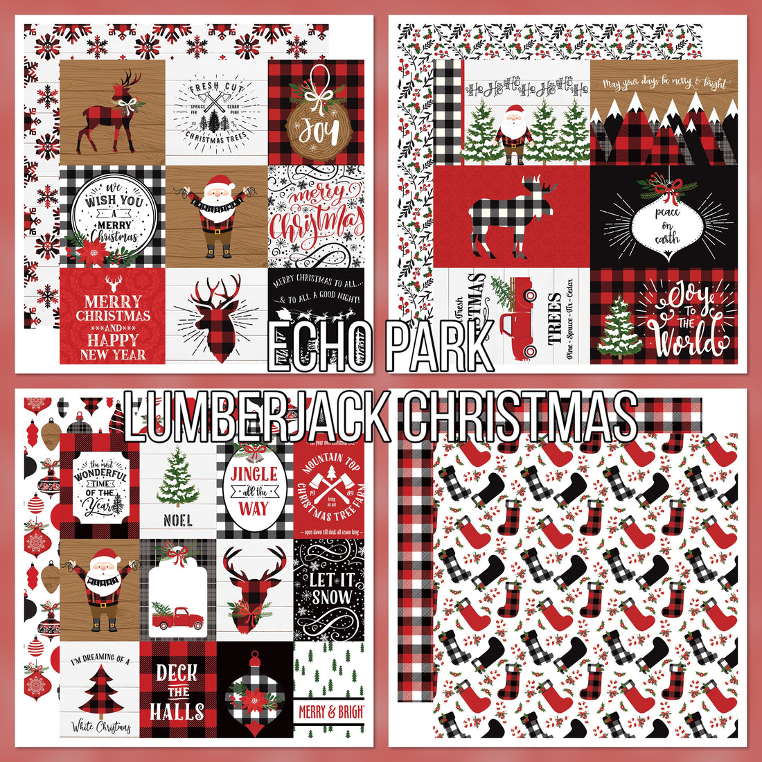 Echo Park LUMBERJACK CHRISTMAS Collection 12"X12" Scrapbook Paper