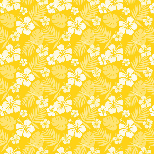 HIBISCUS YELLOW Tropical Floral 12”X12” Paper Scrapbook Customs
