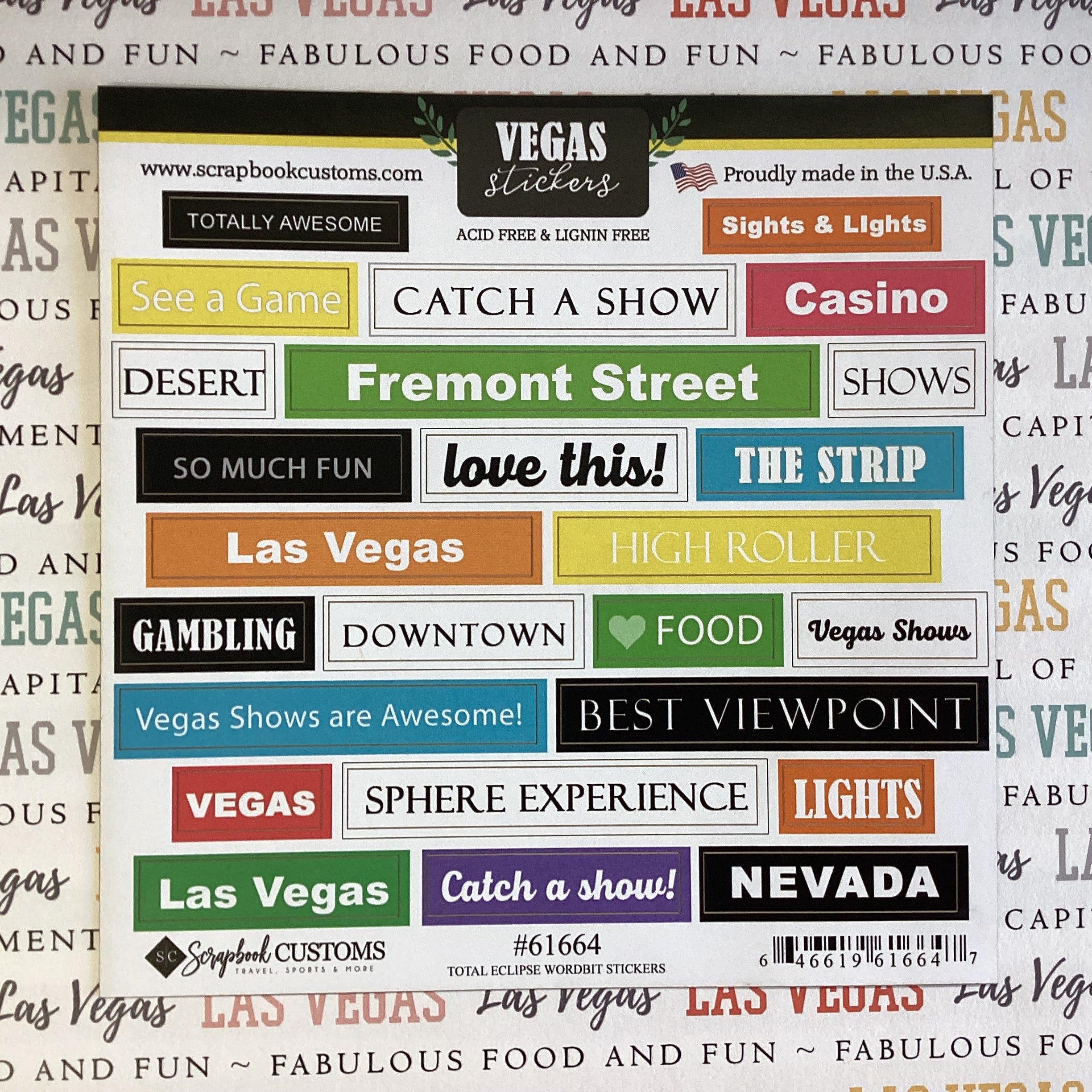 Scrapbook Customs VEGAS STICKERS 6X6 Wordbit Sticker 25pc