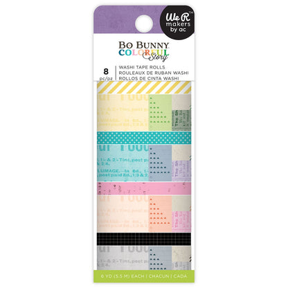 Bo Bunny COLORFUL STORY Washi Tape Rolls 8pc