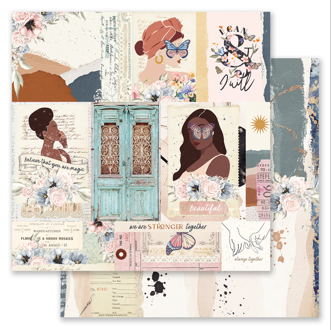 Prima Indigo Collection BELIEVER 12"X12" Scrapbook Paper