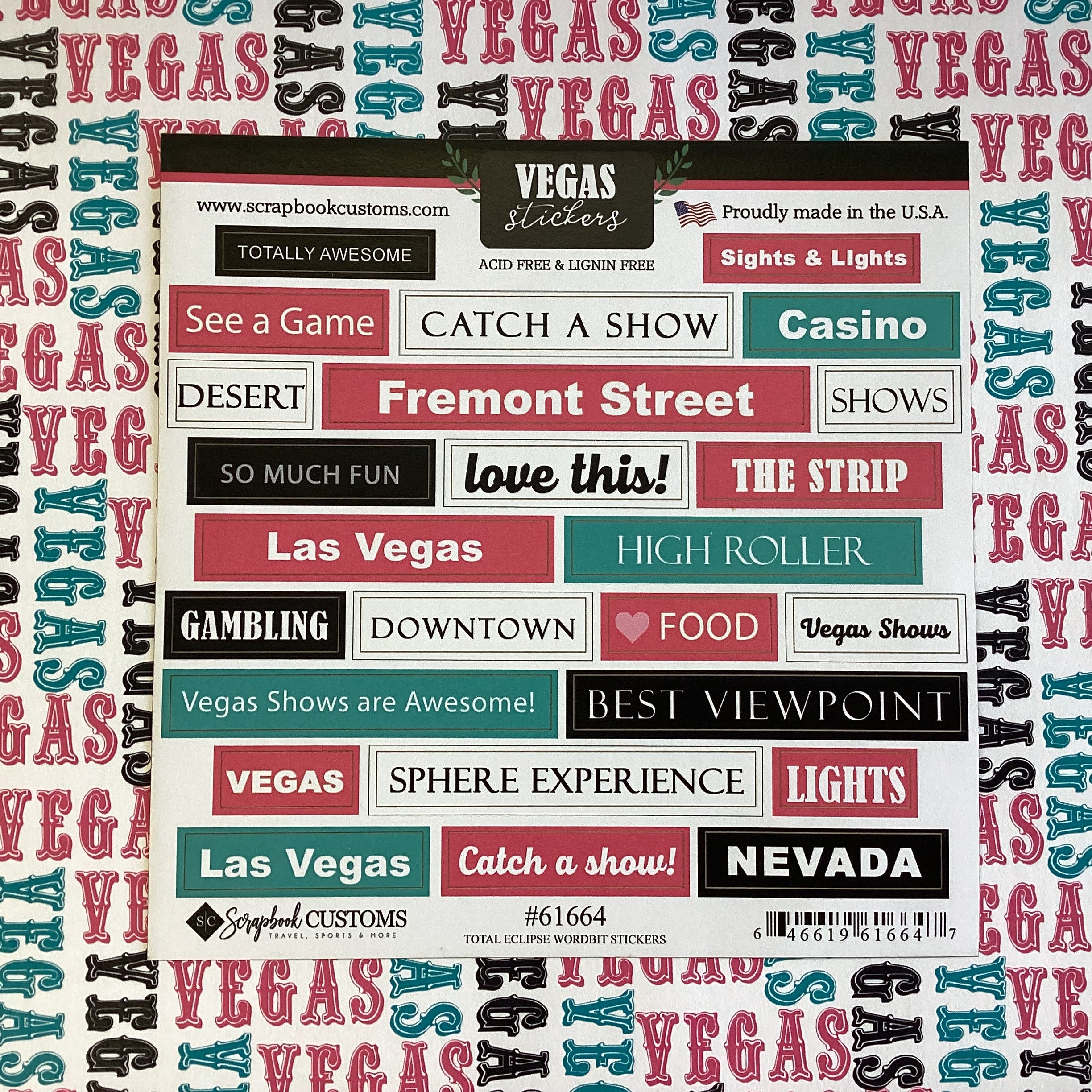 Scrapbook Customs VEGAS STICKERS 6X6 Wordbit Sticker 25pc