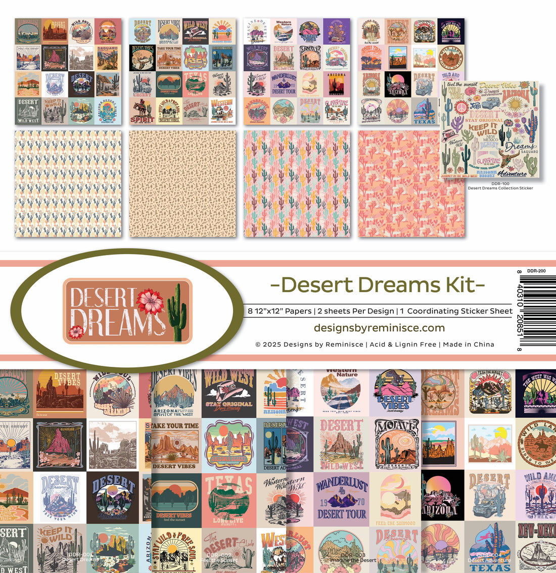 Reminisce DESERT DREAMS 12&quot;X12&quot; Scrapbook Kit 9pc