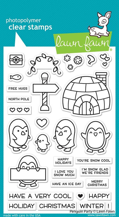 Lawn Fawn PENGUIN PARTY Stamp &amp; Die Set