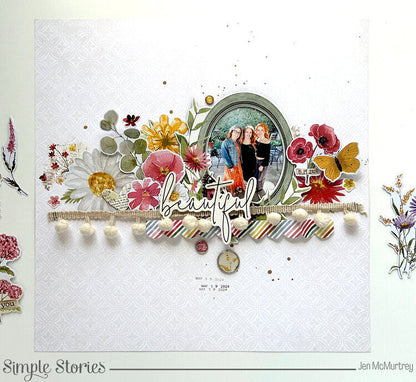 Simple Stories SIMPLE VINTAGE MEADOW FLOWERS Chipboard Frames 6pc