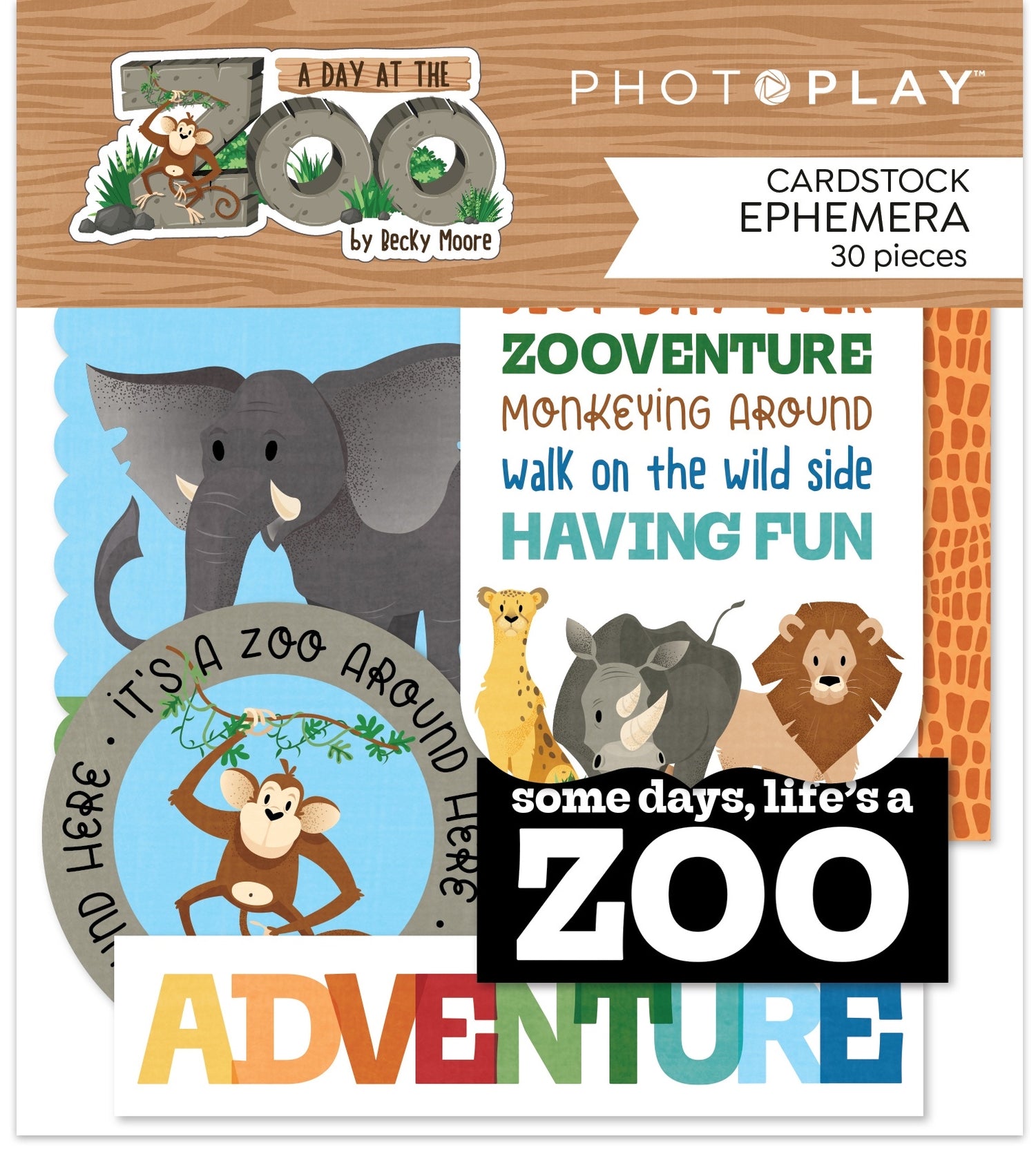 Photoplay A DAY AT THE ZOO EPHEMERA Cardstock Pack