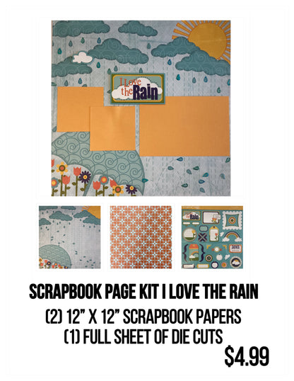 Page Kit (1) I LOVE RAIN 12x12 Scrapbook Kit