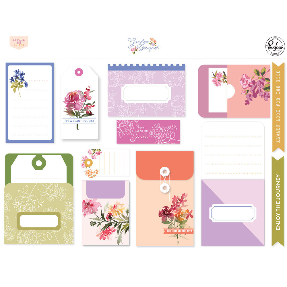 Pinkfresh Studio GARDEN BOUQUET Journaling Bits 14pc