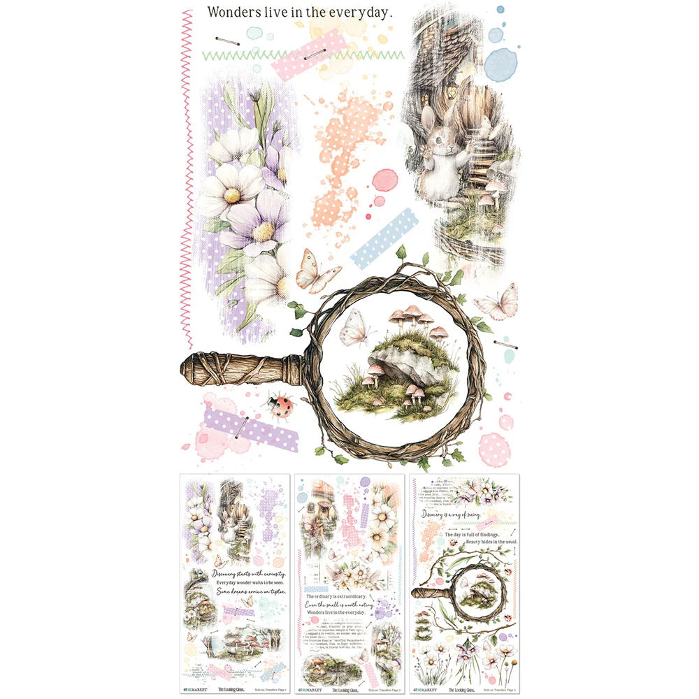 49 and Market THE LOOKING GLASS Rub-On Transfers 3 Sheets