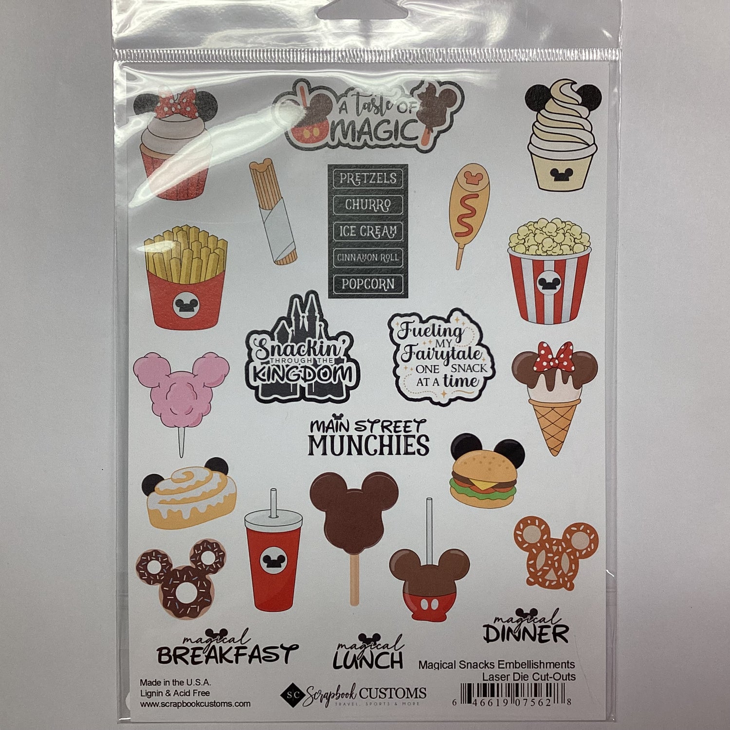 Scrapbook Customs MAGICAL SNACKS Embellishments Disney Laser DieCuts