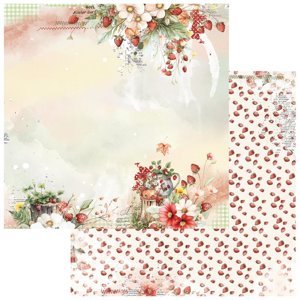 49 and Market NATURE’S HAVEN Strawberry Tea 12”X12” Scrapbook Paper