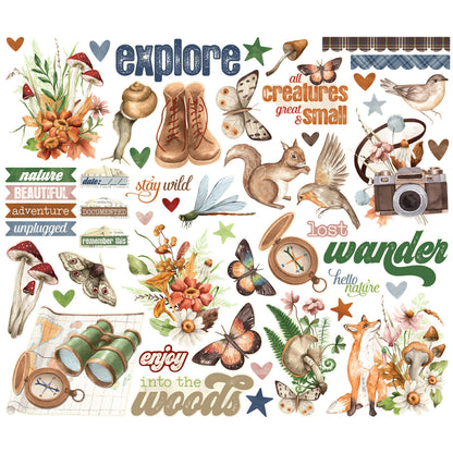 Simple Stories Simple Vintage WOODLANDS Bits &amp; Pieces 52pc