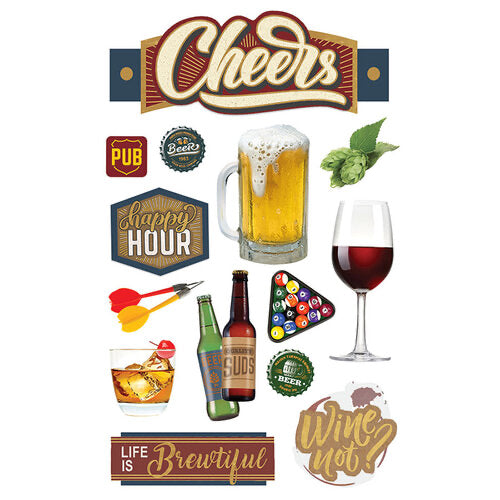 Paper House CHEERS 2 Beer 3D Stickers 14pc