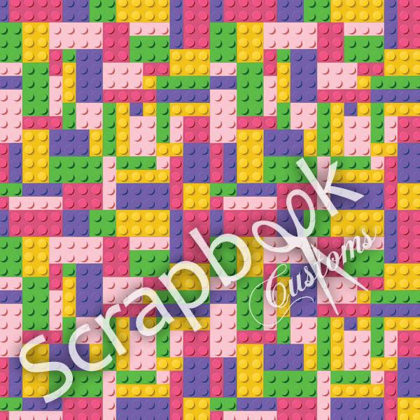 Lego GIRL MULTI-COLOR BUILDING BLOCKS Scrapbook Paper