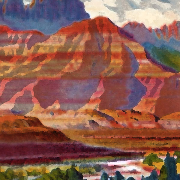 GRAND CANYON RIGHT Watercolor 12&quot;X12&quot; Scrapbook Customs Paper