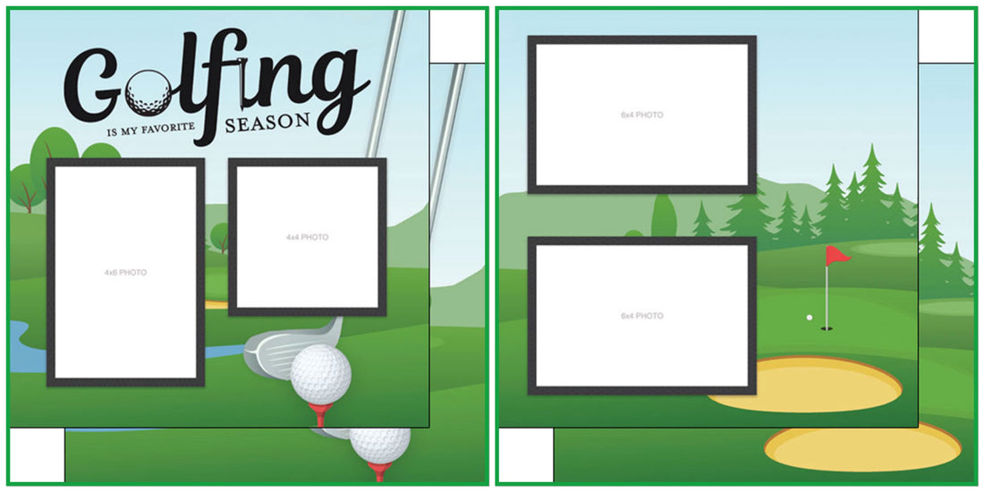 Scrapbook Customs GOLF QUICK PAGES 12"X12" Scrapbook Paper 2pc