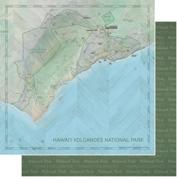 Scrapbook Customs NATIONAL PARK MAP AND WORDS 12&quot;X12&quot; Scrapbook Paper