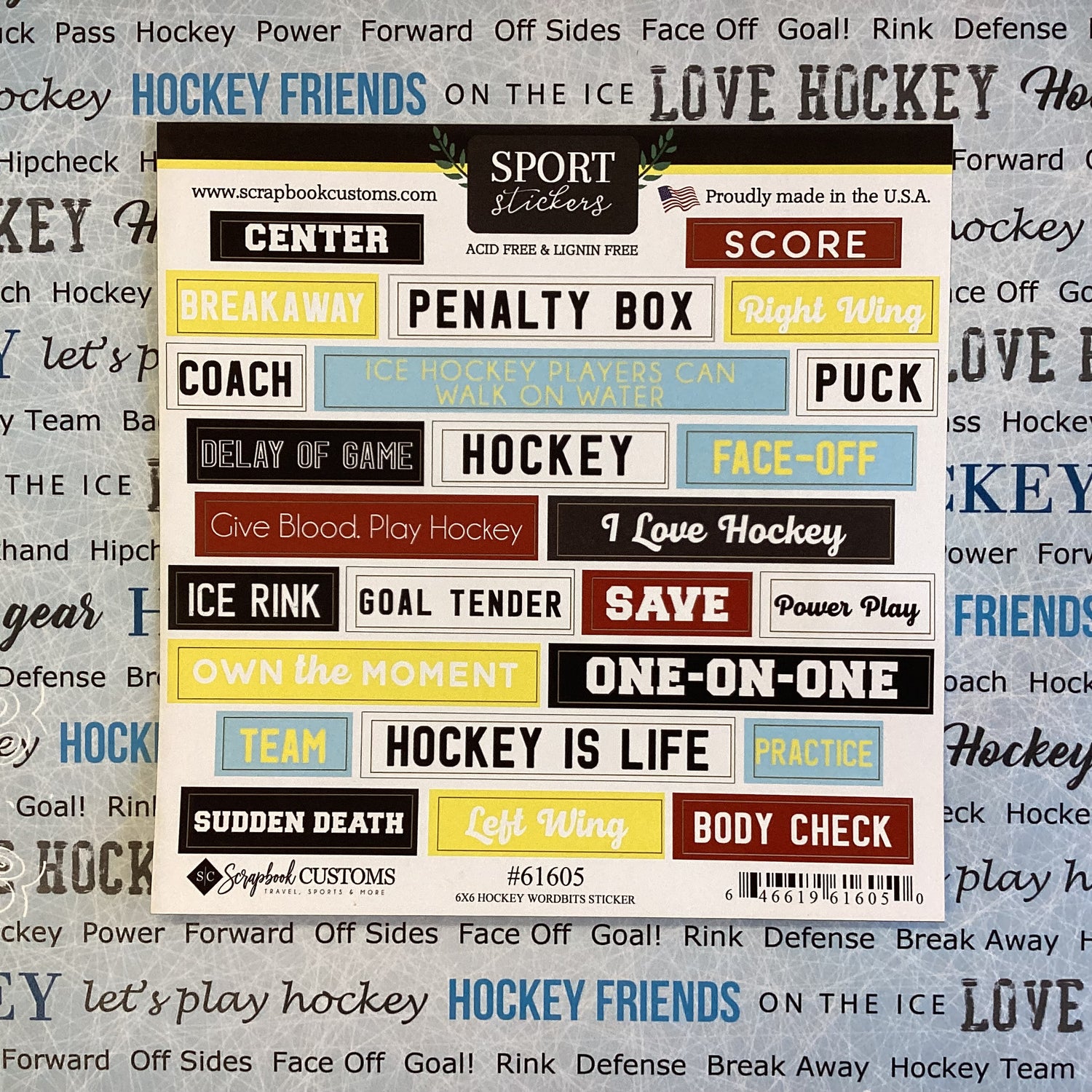 Scrapbook Customs 6X6 HOCKEY WORDBITS STICKERS 25pc