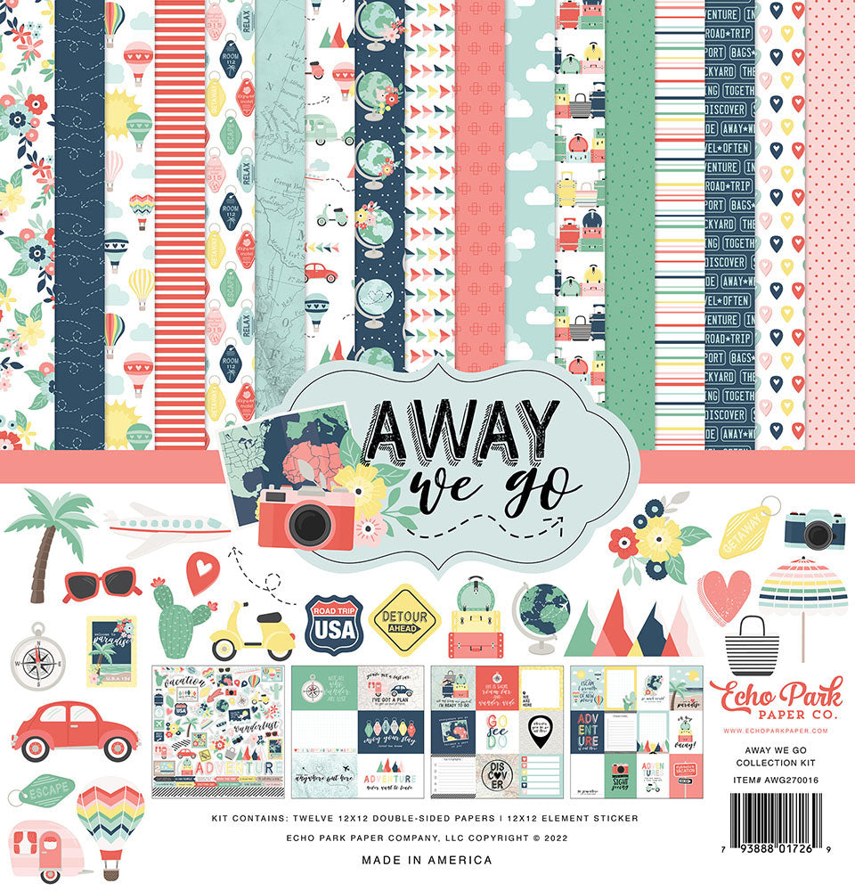 Echo Park AWAY WE GO 12"X12" Scrapbook Collection Kit