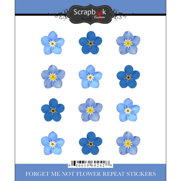 Scrapbook Customs FORGET ME NOT FLOWER Repeat Stickers 12pc