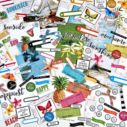 49 and Market Vintage Artistry SUNBURST EPHEMERA BITS 123 Die-Cut Pieces