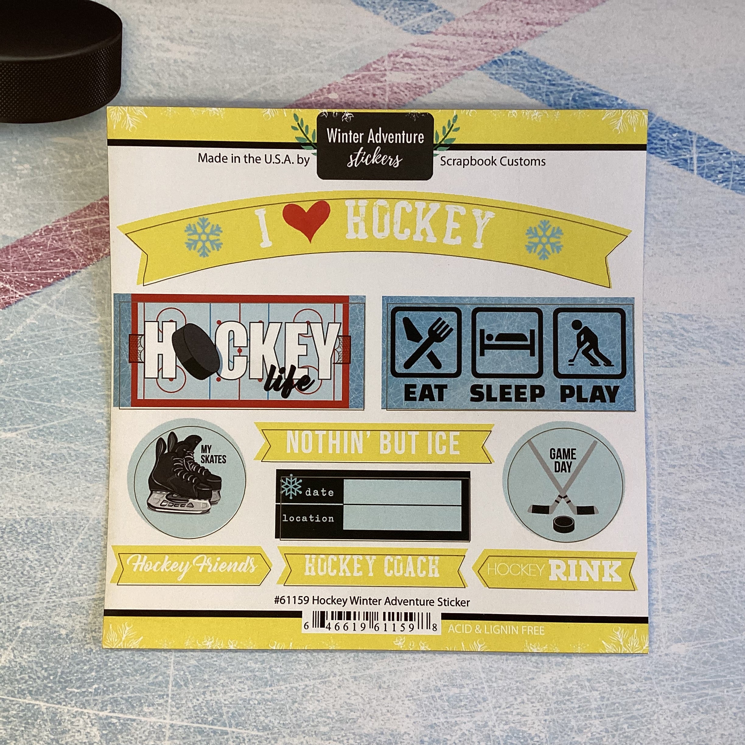 Scrapbook Customs 6X6 HOCKEY WINTER ADVENTURE STICKERS 10pc