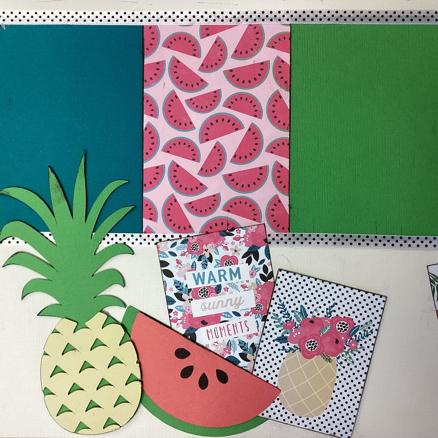 Premade WARM SUNNY MOMENTS 12"X12" (2) Scrapbook Pages