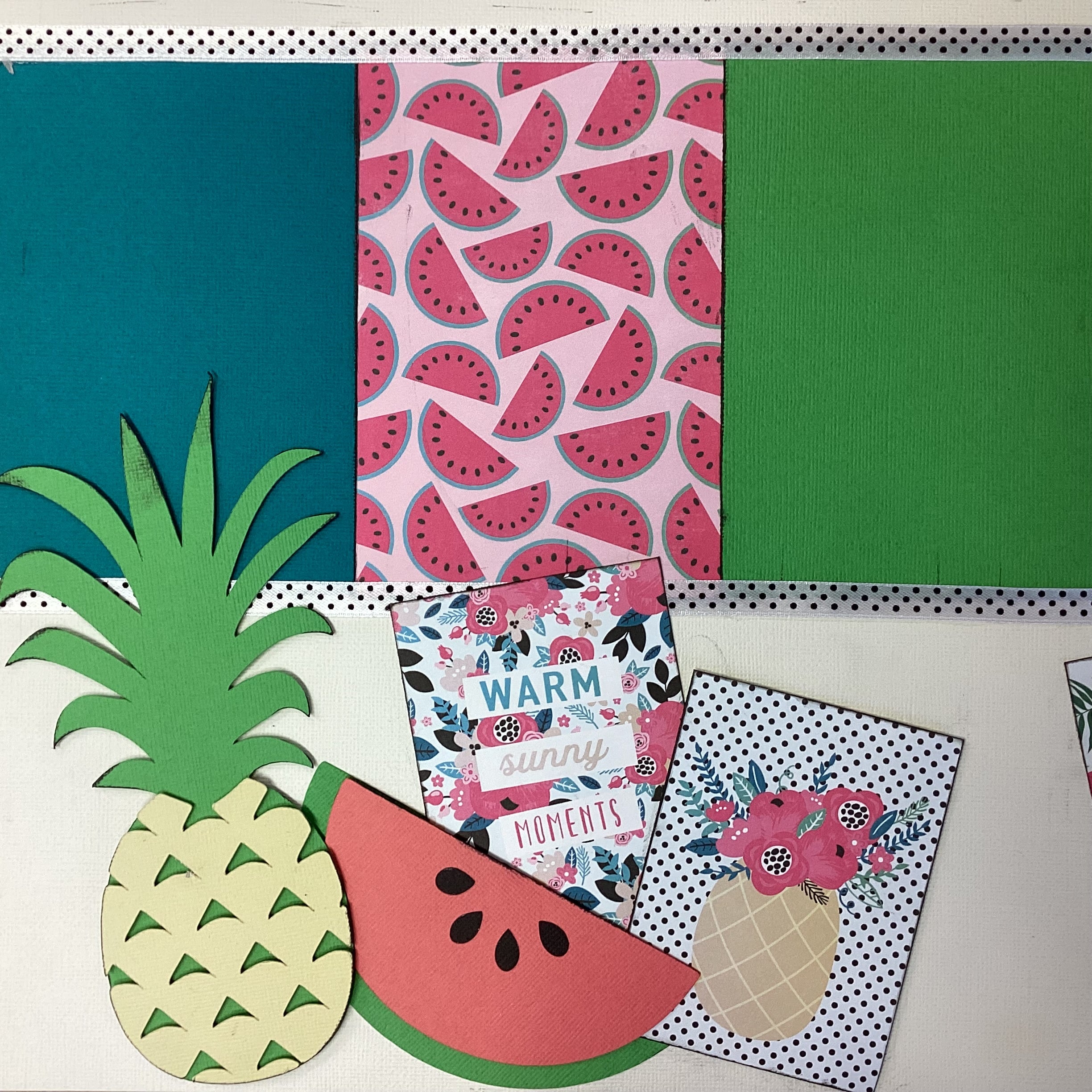 Premade WARM SUNNY MOMENTS 12"X12" (2) Scrapbook Pages