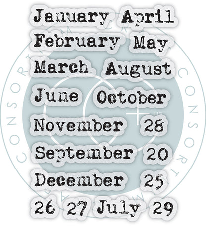Craft Consortium JOURNAL MONTHS Clear Photopolymer Stamps
