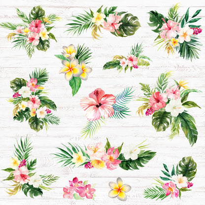 VACAY PALM TREE &amp; FLOWERS 12&quot;X12&quot; Scrapbook Paper