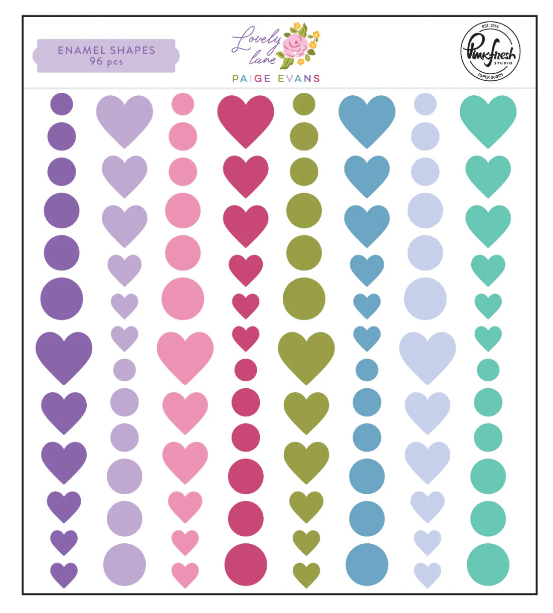 Pinkfresh Paige Evans LOVELY LANE Enamel Shapes 96pc