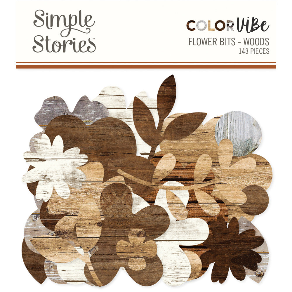 Simple Stories Color Vibe WOODS Flower Bits 143pc