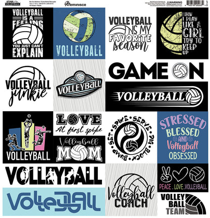 Reminisce LET’S PLAY VOLLEYBALL 12&quot;X12&quot; DieCut Stickers 18pc