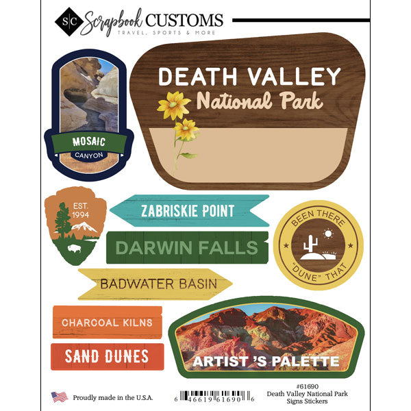 Scrapbook Customs DEATH VALLEY NATIONAL PARK SIGNS Sticker 10pc