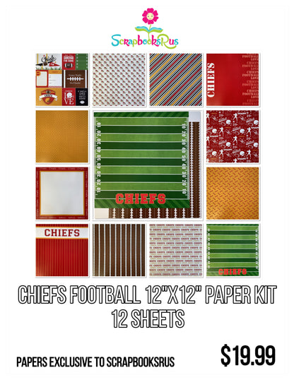 Scrapbooksrus CHIEFS FOOTBALL 12&quot;X12&quot; Scrapbook Paper Kit 12 Sheets